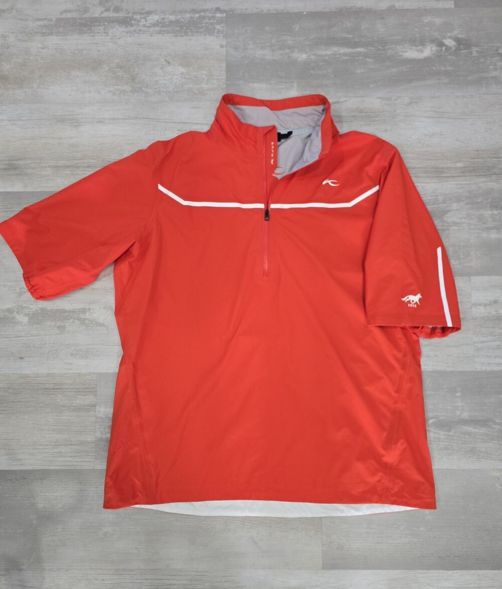 KJUS Dexter 2.5L Troyer Mens 54/ XL Orange Short Sleeve Rain Pullover Half Zip